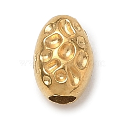 304 Stainless Steel Beads, Textured Oval, Golden, 6.5x4.5mm, Hole: 1.6mm(SA-B007-01G-A)