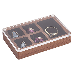 Mini Rectangle Wood Jewelry Presentation Box, Portable Travel Jewelry Storage Case with Visible Magnetic Acrylic Flip Lid, for Bracelet, Necklaces Showing, Black, 9.6x6x1.95cm(CON-WH0095-44B)