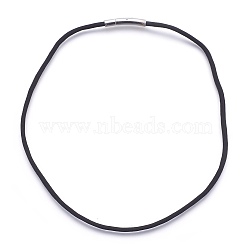 Nylon Cord Necklace Making, with Stainless Steel Bayonet Clasps, Stainless Steel Color, Black, 19.29 inch(49cm), 3mm(MAK-E665-15-3mm)