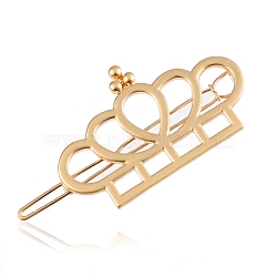 Crown Zinc Alloy Ponytail Hairpins, Minimalist Hair Bobby Pins Barrettes, Hair Accessories, Golden, 52x32mm(PW-WG42090-04)