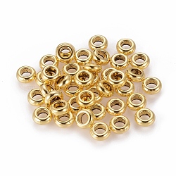 Alloy Spacers Beads, Rondelle, Lead Free and Cadmium Free, Donut, Antique Golden, Size: about 7mm diameter, 3mm thick, hole: 4mm(X-PALLOY-EA540Y-AG-LF)