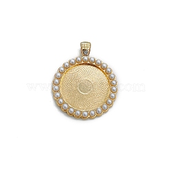 Alloy with Imitation Pearl Pendants Cabochon Settings, Flat Round, Golden, 25mm(PW-WG39587-03)