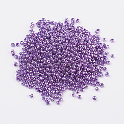 Glass Seed Beads, Dyed Colors, Round, Purple, Size: about 2mm in diameter, hole:1mm(E06900B2)