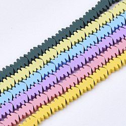 Spray Painted Non-magnetic Synthetic Hematite Beads Strands, Fish Bone, Mixed Color, 8x6x3mm, Hole: 0.7mm, about 51pcs/strand, 15.75 inch(40cm)(G-T124-21)