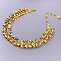 Alloy Crystal Rhinestone Bell Charm Tassel Anklets for Women, Golden, 8-1/4 inch(210mm)(WG95FC9-04)
