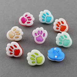 Acrylic Shank Buttons, 1-Hole, Dyed, Paw, Mixed Color, 13x12x8mm, Hole: 4x2mm(BUTT-Q022-A-M)