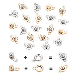 304 Stainless Steel Snap Clasps, Golden & Stainless Steel Color, 15x9x5mm, Hole: 1.5~2mm, 2colors, 10sets/color, 20sets/box(STAS-PH0019-43)