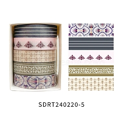 Washi Tape Cute Printed Patterns Decorative Tapes, for Arts, DIY Crafts, Journals, Planners, Scrapbook, Wrapping, Mixed Color, 59x43x44mm, 5 rolls/set(PW-WG093AB-05)