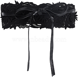 Vintage Lace Waist Strap Dress Fashion Ladies Belt, with Imitation Leather Finding, Black, 2550mm(DIY-WH0430-164)