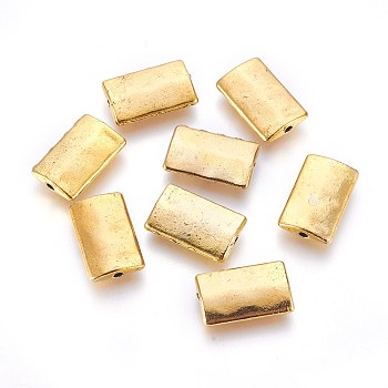 Tibetan Style Alloy Beads, Rectangle, Antique Golden, Lead Free & Cadmium Free & Nickel Free, 17x10.5x3.5mm Hole:2mm