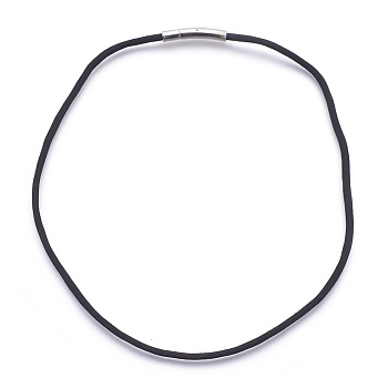 Nylon Cord Necklace Making, with Stainless Steel Bayonet Clasps, Stainless Steel Color, Black, 19.29 inch(49cm), 3mm