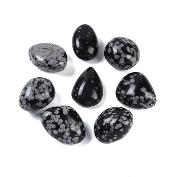 Natural Snowflake Obsidian Beads, Nuggets, No Hole, Tumbled Stone, 31~46x26.5~37x16.5~29mm