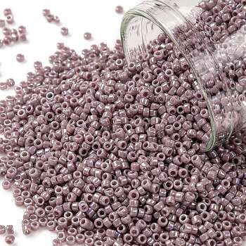 TOHO Round Seed Beads, Japanese Seed Beads, (412) Opaque AB Lavender, 15/0, 1.5mm, Hole: 0.7mm, about 3000pcs/10g