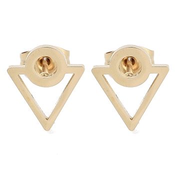 Vacuum Plating 304 Stainless Steel Stud Earrings for Women, Hollow Triangle, Golden, 10.5x9.5mm