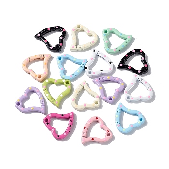 Spray Painted Alloy Spring Gate Rings, Heart, Mixed Color, 31.5x29x5mm, Hole: 3mm