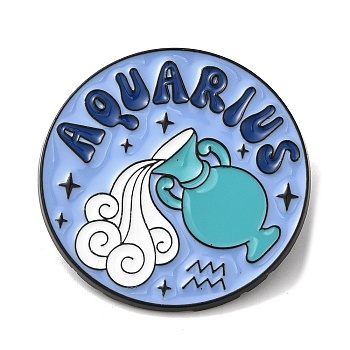 Constellation Alloy Brooches, Enamel Pins for Clothes Backpack, Aquarius, 29.5mm