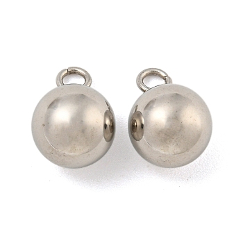 Non-Tarnish 201 Stainless Steel Charms, Round Charm, Stainless Steel Color, 10x7x7mm, Hole: 1.8mm