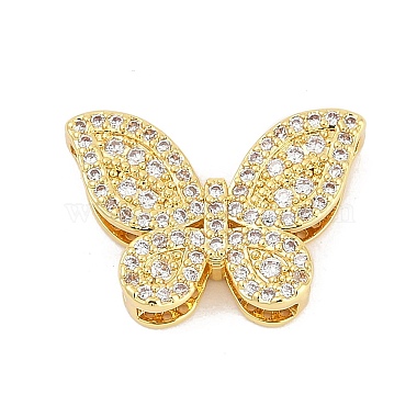 Real 18K Gold Plated Clear Butterfly Brass+Cubic Zirconia Multi-Strand Links