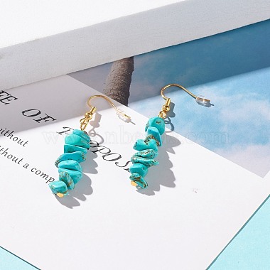 Synthetic Turquoise Chip Beaded Dangle Earrings(EJEW-JE04788-07)-2
