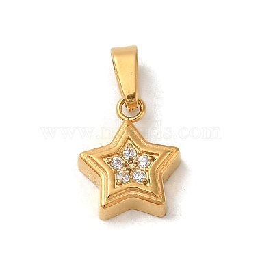 Golden Clear Star Stainless Steel+Cubic Zirconia Charms