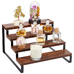 Rectangle 4 Layer Wood & Iron Storage Rack, Coconut Brown, 325x351x185mm(AJEW-WH0410-194)