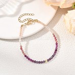 Natural Ruby & Rhodonite & Sunstone & Rose Quartz & Non-magnetic Synthetic Hematite Beaded Bracelets for Women, Round, 6.97 inch(17.7cm)(BJEW-JB14094-01)