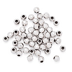 50PCS 925 Sterling Silver Beads Spacer, Faceted, Round, Silver, 3x3mm, Hole: 1mm(STER-TA0001-30)