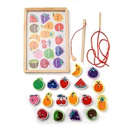 Wooden Magnetic Fishing Games, Montessori Toys, Cognition Game for Toddlers Kids, Educational Preschool Beading Toy Gift, Fruit, 27~52.5x30~46.5x14mm(AJEW-D066-01A)