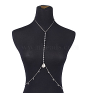 Body Necklace for Sexy Women, with 304 Stainless Steel Cable Chains, Iron Finding, Electroplate Glass, Cowrie Shell Beads, Stainless Steel Color, 14.56 inch(37cm)(NJEW-C00004)