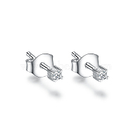 Fashionable Sterling Silver Clear Cubic Zirconia Stud Earrings, Silver(MX3560-1)