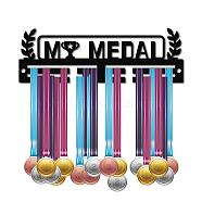 Acrylic Medal Holder, Medals Display Hanger Rack, with Hanger Hooks, Medal Holder Frame, Rectangle with Word MY MEDAL, Black, 116x290x10mm(AJEW-WH0296-012)