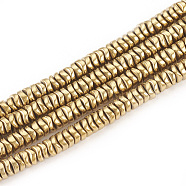 Electroplate Non-magnetic Synthetic Hematite Beads Strands, Wavy Disc, Light Gold Plated, 4x1.5mm, Hole: 1mm, about 270pcs/strand, 16.1 inch(G-T061-179J)