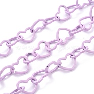 Spray Painted Brass Heart Link Chains, with Spool, Unwelded, Lilac, 15.5x19x2mm, 32.8 Feet(10m)/roll(CHC-I038-25A)
