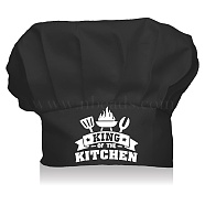 Custom Cotton Chef Hats, Black Hat, White Pattern, Tableware, 70x72mm(AJEW-WH0242-013)