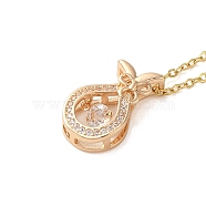Brass Micro Pave Cubic Zirconia Pendant Necklaces for Women, 201 Stainless Steel Cable Chain Necklaces, Bag, 15.94 inch(40.5cm)(NJEW-E106-04KCG-02)