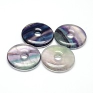Donut/Pi Disc Natural Fluorite Pendants, 30x5mm, Hole: 6mm(G-O106-01)