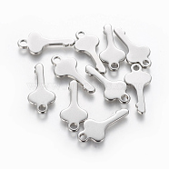 201 Stainless Steel Pendants, Key, Stainless Steel Color, 24x11.5x1.5mm, Hole: 2.5mm(STAS-L233-025P)