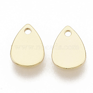 Brass Charms, Blank Stamping Tag, Nickel Free, Real 18K Gold Plated, Teardrop, 7x5x0.6mm, Hole: 0.9mm(X-KK-T051-29G-NF)