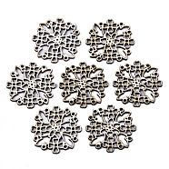 Unfinished Natural Poplar Wood Filigree Joiners Links, Laser Cut Wood Shapes, Flower, Old Lace, 37x37x2.5mm, Hole: 2mm(WOOD-N006-79)