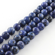 Dyed Natural Sesame Jasper Round Beads Strands, Royal Blue, 8mm, Hole: 1mm, about 48pcs/strand, 14.9 inch(X-G-R342-8mm-12)