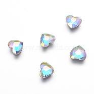 K9 Glass Hotfix Rhinestone, Flat Back & Faceted, Heart, Colorful, 5.5x6x2mm(X-RGLA-K003-03-B)