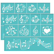 Self-Adhesive Silk Screen Printing Stencil, for Painting on Wood, DIY Decoration T-Shirt Fabric, Turquoise, Musical Note Pattern, 280x220mm(DIY-WH0338-103)