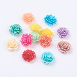 Resin Cabochons, Flower, Mixed Color, 18~20x9mm(RESI-H005-M)