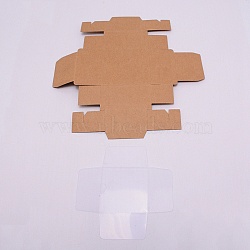 Kraft Paper Cardboard Jewelry Boxes, with PVC Findings, Camel, Box: 8.3x8.3x3.6mm(CON-WH0039-16B)