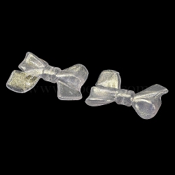 Transparent Acrylic Beads, with Glitter Powder, Bowknot, Clear, 24x31x7mm, Hole: 2.5mm(PACR-C007-06C)