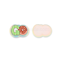 Plate Transparent Acrylic Cabochons, with Printed Go, Light Green, 23x16x2.5mm(OACR-N135-26)