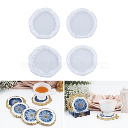 DIY Cup Mat Silicone Molds, Resin Casting Molds, For UV Resin, Epoxy Resin Craft Making, Round Pattern, 119.5~127x120~127.5x9mm, 4pcs/set(DIY-I110-02A)