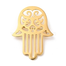 201 Stainless Steel Brooch for Backpack Clothes, Hamsa Hand, 50x37x1.5mm(STAS-Z050-04G)