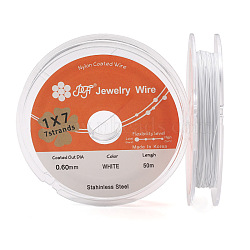 50M Soft Stainless Steel Wire, with Spool, Round, Silver, 0.6mm, about 164.04 Feet(50m)/Roll(TWIR-N006-01D-S)