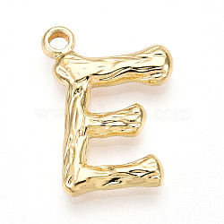 Brass Pendants, Letter Charms, Letter E, 19x14x3mm, Hole: 1.6mm(KK-N254-218G-E)